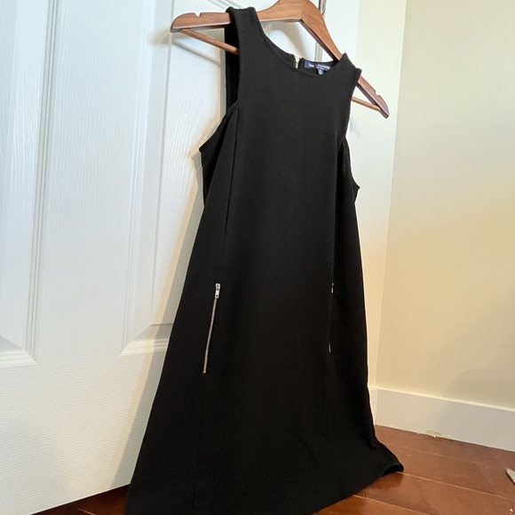 Black Mod Mini Dress with Silver Zipper Detailing, Size Small - Picture 5 of 6